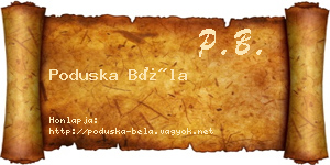 Poduska Béla névjegykártya